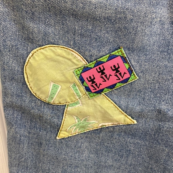 Vintage High Waist 80s Software Tropical Denim Women’s Shorts Size 9 Waist 28 - Picture 2 of 8